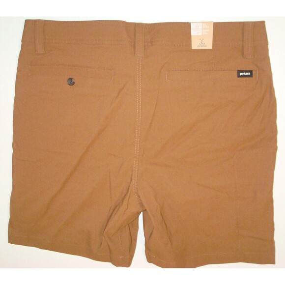 New Mens Prana Shorts 35 x 7 Short NWT Performance Casual Alameda Brown UPF 50 - Picture 3 of 4